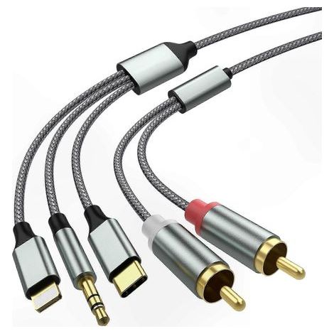 Câble adaptateur 3 en 1 pour connexions auto, home cinéma et haut-parleurs (1/5)