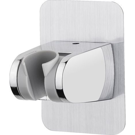 Bohrfreie Duschkopfhalterung mit 3M-Klebeband – verstellbare Duschkopfhalterung (45°), universelle Duschkopfhalterung, Handbrause, Wandhalterung, Chrom, Silber (1/5)