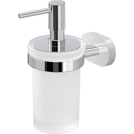 Dispenser sapone liquido a muro Gedy serie Bernina in acciaio inox cromato e vetro (1/3)
