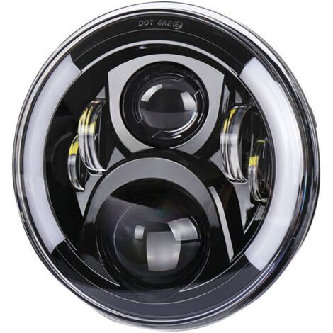 Green Mobility-Phares de moto LED 12V/24V, clignotants ronds rétro, remplacement de phare pour Jeep Wrangler de 7 pouces (1/4)