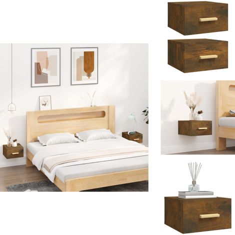 Wand-Nachttische 2 Stk. Räuchereiche 35x35x20 cm - Wandregal - Wohnzimmerdeko - Holzregale - Möbel Online Kaufen - Nachtleuchte (1/5)