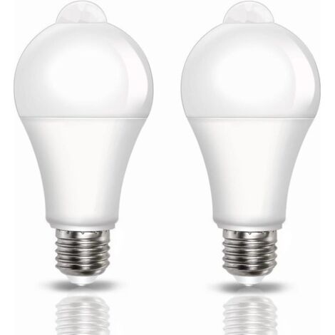 BUNTHAUS  Ampoule LED Detecteur de Mouvement PIR,  E27 Culot Vissé, 12W, 1000 Lumens (équivalent de 100 watts), 220V, 6500k Blanc Froid, Ampoules d'éclairage de Sécurité, Lot de 2 (1/4)