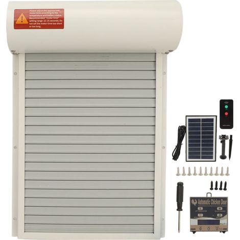 Ouvre-Porte Automatique de Poulailler, Mode Minuterie, Bouton de Porte Automatique de Poulailler, Programmation du Capteur de Lumière à énergie Solaire pour la Maison (White) (1/5)
