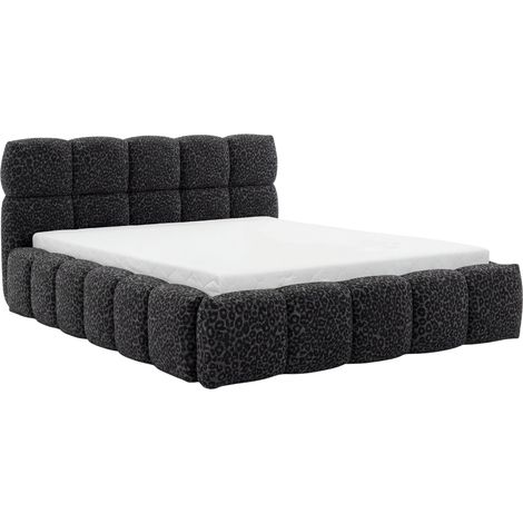 ELISE - Lit coffre tissu imprimé animalier Noir 140x200cm (1/5)