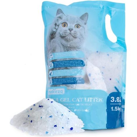 Litière pour chat, cristaux de silicate, litière pour chat de haute qualité, sans poussière ni grumeaux, avec contrôle supérieur des odeurs et absorption efficace des liquides - 3,8 L/1.5Kg (1/5)