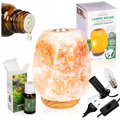 Aromatherapie-Salzlampe + natürliches ätherisches Minzöl 12 ml