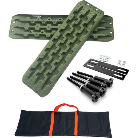 Piste de Récupération Planches de Traction Échelle de Pneu de Piste Planche de Déblocage Contre Sable, Boue, Neige, Ensemble de 2 Vert Pour Voiture Tout-terrain Camion Camping-car (1/5)