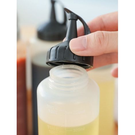 Bottiglia per spezie, bottiglia a pressione, bottiglia per salse, trasparente, dosatore per olio, bottiglia per salsa di soia, saliera per spezie, bottiglia per condimento per insalata, bottiglia di p (1/5)