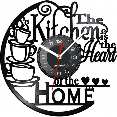 Disque Vinyle Pendules Murales 30 cm de Diamètre Moderne Horloge Cuisine Salon Numérique Murale Silencieuse sans Tic tac pour la Décoration Maison Café Wall Clock. (1/5)