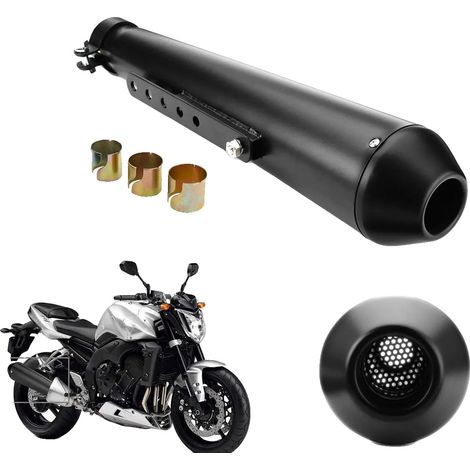 Silenziatore per moto, struttura in acciaio inossidabile, compatibilità universale, nero (1/2)