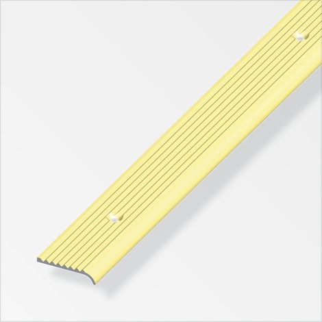 terminale  25 x 6  alluminio ottonato  forato  1 metro. (1/2)