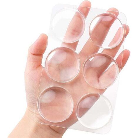Butée de Poignée de Porte Murale, 6 x Butée de Porte Murale Transparent, Coussin de Protection Murale Ronde, Tampon Porte, Butee de Porte Adhesive, Amortisseur de Porte (1/4)