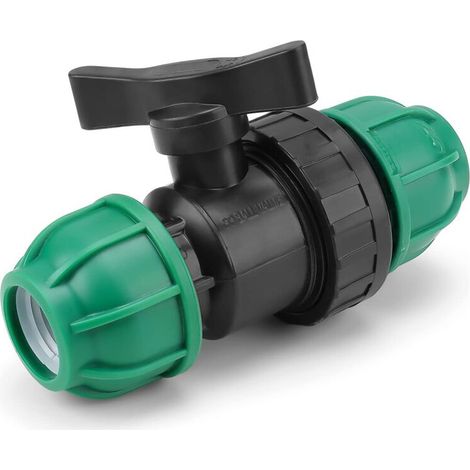 Vannes à Bille de Raccordement de Tuyau PE. 25 mm Raccord de Tuyau Robinet à Boisseau Sphérique à Double Ecrou. Vanne Pour Convient Pour les Piscines et L'irrigation Agricole