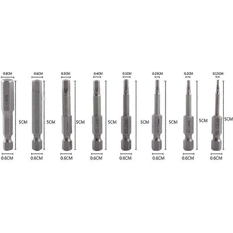 Stück 50 mm 1/4 Zoll S2 Sechskantschaft Magnetische Sechskantkopf-Schraubendreherbits H1,5-H8