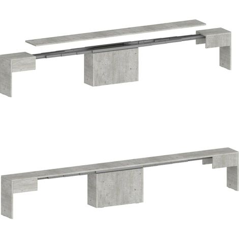 Dmora - Banco Yutu, Asiento para mesa de comedor, Banco individual extensible, 290x25h45 cm, Cemento