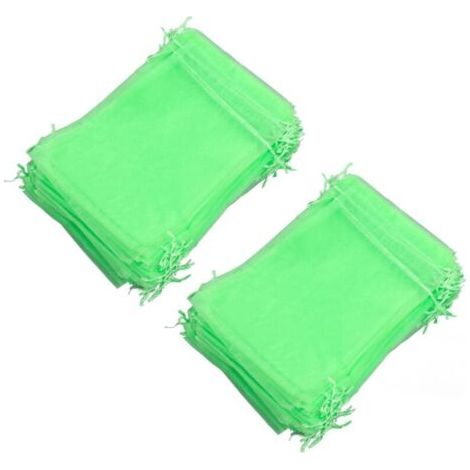 Sac de Filet de Protection de Fruit Réutilisable de 100 Pièces, Sac de Barrière de Maille de Jardin pour des Arbres Fruitiers de Fleur de Plante avec Le Vert de Cordon (15 20 cm) A (1/4)