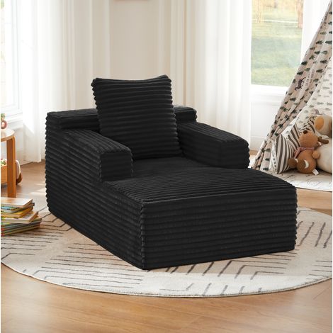 Cord-Sessel-Chaiselongue 117 x 81 x 50 cm, schwarz, ohne Montage HAVRYA (1/5)