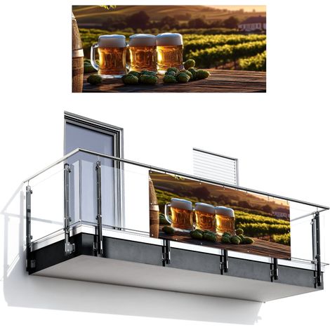 Balcony Privacy Banner Beer - Hops - Landscape 200x90 cm (1/4)