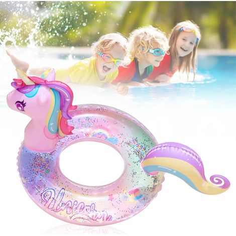 Bouée de Natation Gonflable Licorne, Cercle Assis de Natation Licorne, Licorne Plage Fun floaties,bouée de Natation pour Enfants, Anneau de Natation Licorne,5-9 Ans