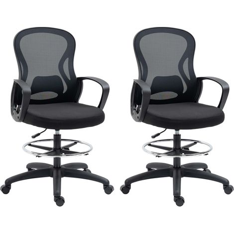 Fauteuil de bureau - Vinsetto - Tissu en maille - 59x65x124cm - Noir (1/5)