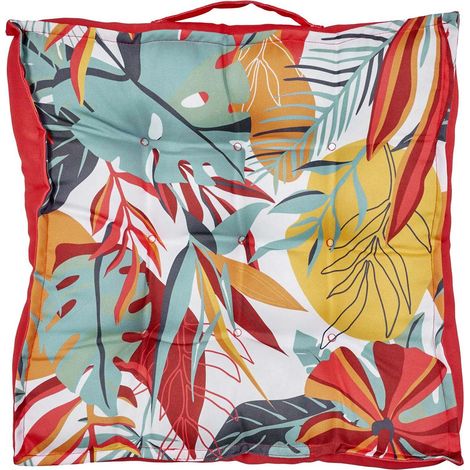Coussin de Sol Déco "Paradis Exotique" 40x40cm Multicolore