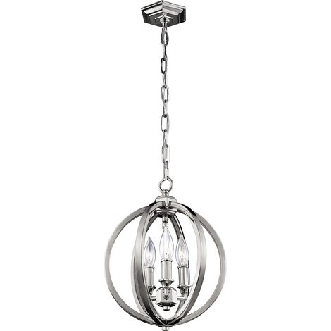 Elstead Corinne - 3 leichte kleine kugelförmige Deckenanhänger aus poliertem Nickel, E14 (1/5)