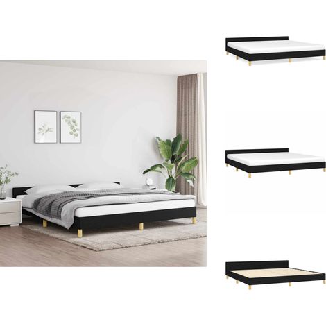 Bettgestell ohne Matratze Schwarz 200x200 cm Stoff - Bettesrahmen - Doppelbett - Boxspringbetten - Lattenrost - Kopfteil (1/5)