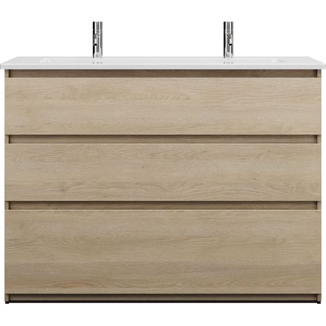 burgbad Lin20 Lavabo de cerámica blanco brillante con 2 orificios