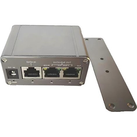 Injecteur PoE Mini Gigabit 3 ports, entrée 20 Vcc-36 Vcc, modes A et B, PoE passif 24 V, puissance de sortie max. 60 W (1/5)