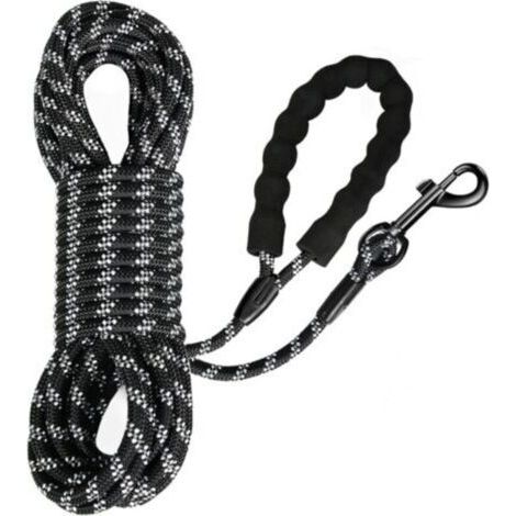 Longe pour Chien, Long Laisse Chien Corde avec Poignée Rembourrée pour Chiens de Petites à Grandes Taille, Noir (5m) (1/5)