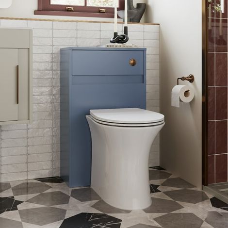 Signature Helsinki Back to Wall WC Toilet Unit 500mm Wide - Matt Misty Blue (1/3)