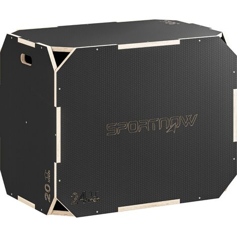 CHICFURN Plyo Box 3 in 1 76 x 61 x 51 cm in legno nero per home fitness e outdoor (1/5)