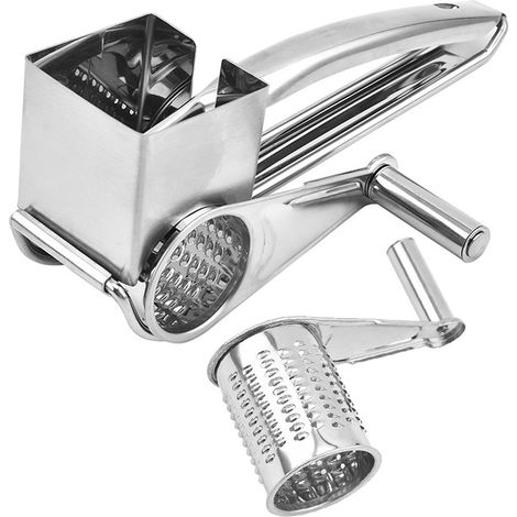 1 Râpe rotative manuelle,acier inoxydable,lames fines,ergonomique,sécurisée,pour fromage,chocolat,noix,cuisine (1/5)