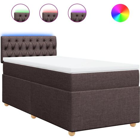 Maison Exclusive - Cama box spring con colchón tela marrón oscuro (1/5)
