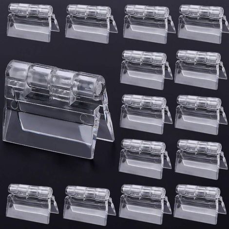Lot de 10 charnières pliantes en plastique transparent résistant, en acrylique transparent Perspex, 30 x 33 mm (1/5)