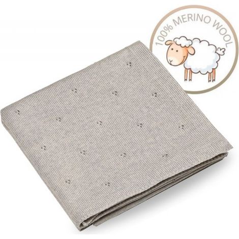 Couverture bébé 100 % laine mérinos – 75 × 100 cm – Gris (1/5)