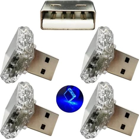 Veilleuse USB USB carré (tactile) bleu 4Pcs 5V/1A Feux Secours Mini lumière ambiante matériau PC adaptée à diverses prises USB telles que les banques d'alimentation et les voitures (1/5)