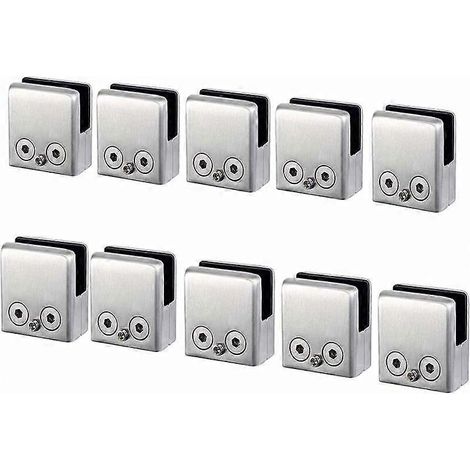 Lot de 10 pinces à verre en acier inoxydable 304, adaptées aux vitres de 6 à 10 mm d'épaisseur. Support plat réglable pour verre, rampe d'escalier polie. (1/5)
