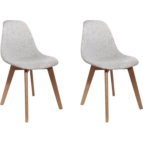 Lot de 2 Chaises - HOME DECO FACTORY - Grosse Maille - Confortables - Grises (1/5)