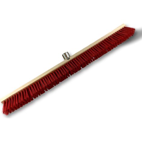 Balai d'atelier type cantonnier  Piste Extérieur  Longueur 100 cm  Garnissage brosse PVC rouge  Semelle bois  Douille métal boulonnée Ø 28 mm  Sans manche  Kibros 2390B (1/5)