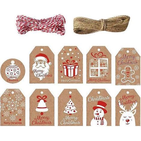 lot d'étiquettes cadeaux vintage de Noël en papier kraft brun à suspendre, à faire soi-même.-7.5X5.5cm (1/2)