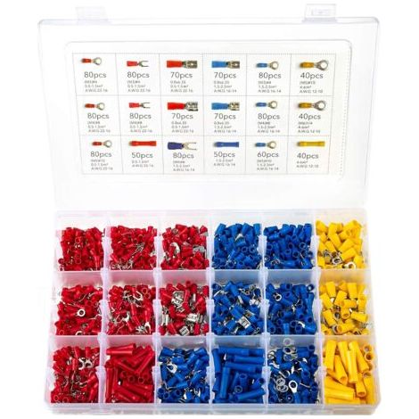 Cosses Electriques 1200 Pcs Connecteurs,Cosse Electrique Assortiment Connecteurs Isoées sertissage (1/5)