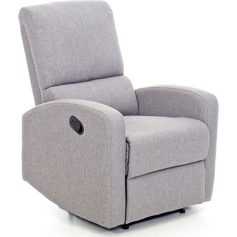 Poltrona Reclinabile Manuale Grigio Relax Letto Tessuto Salotto con Poggiapiedi (1/5)