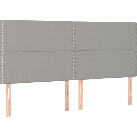 Testiera letto accessorio mobile camera da letto in 4 parti 100 x 5 x 78/88 cm tessuto grigio chiaro TDL0206047