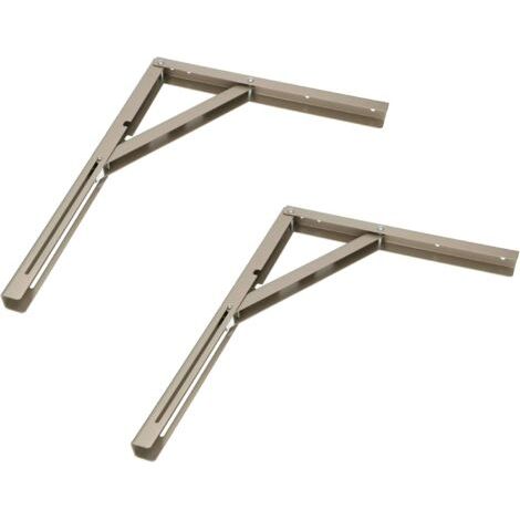 Lot de 2 consoles pliantes 200/300/400 - Support mural en acier - Supports d'étagère - Supports d'étagère - Supports d'étagère - Charge lourde (400 x 300 mm, argent)-NANOTEH (1/5)