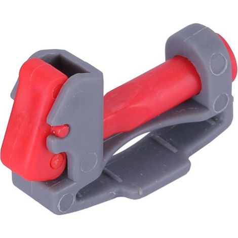 Staubsauger-Auslösesperre, Ersatzteil mit Netzschaltersperre, passend für Staubsauger-Schaltersperren der Modelle V6, V7, V8 und V10 (graues Gehäuse mit rotem Rand). (1/4)