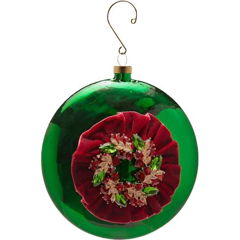 Palline per albero di natale con gemme decorazione natalizia da Ø 12 cm -Verde (1/4)
