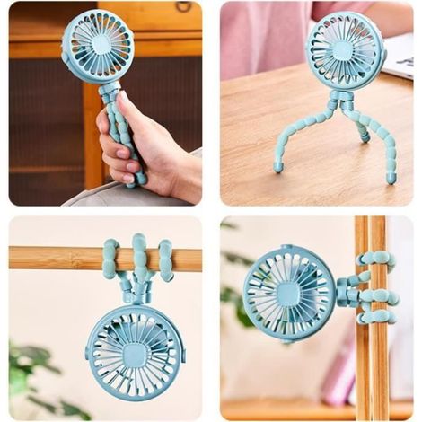 Ventilateur de poussette portable pour voyage, ventilateur à pince Ventilateur de poussette rotatif de voyage pour tout-petit (1/4)