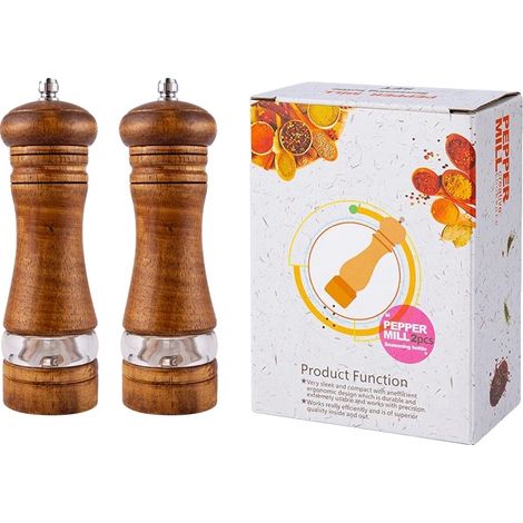 Manuelle Pfeffermühle, umweltfreundliche Materialien, Keramikkern, 2PCS-1 (1/2)