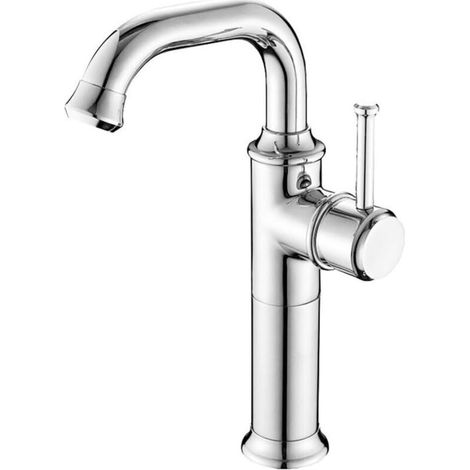 Chrome single-hole basin tap with swivel spout and single handle – deck-mounted, hot/cold water